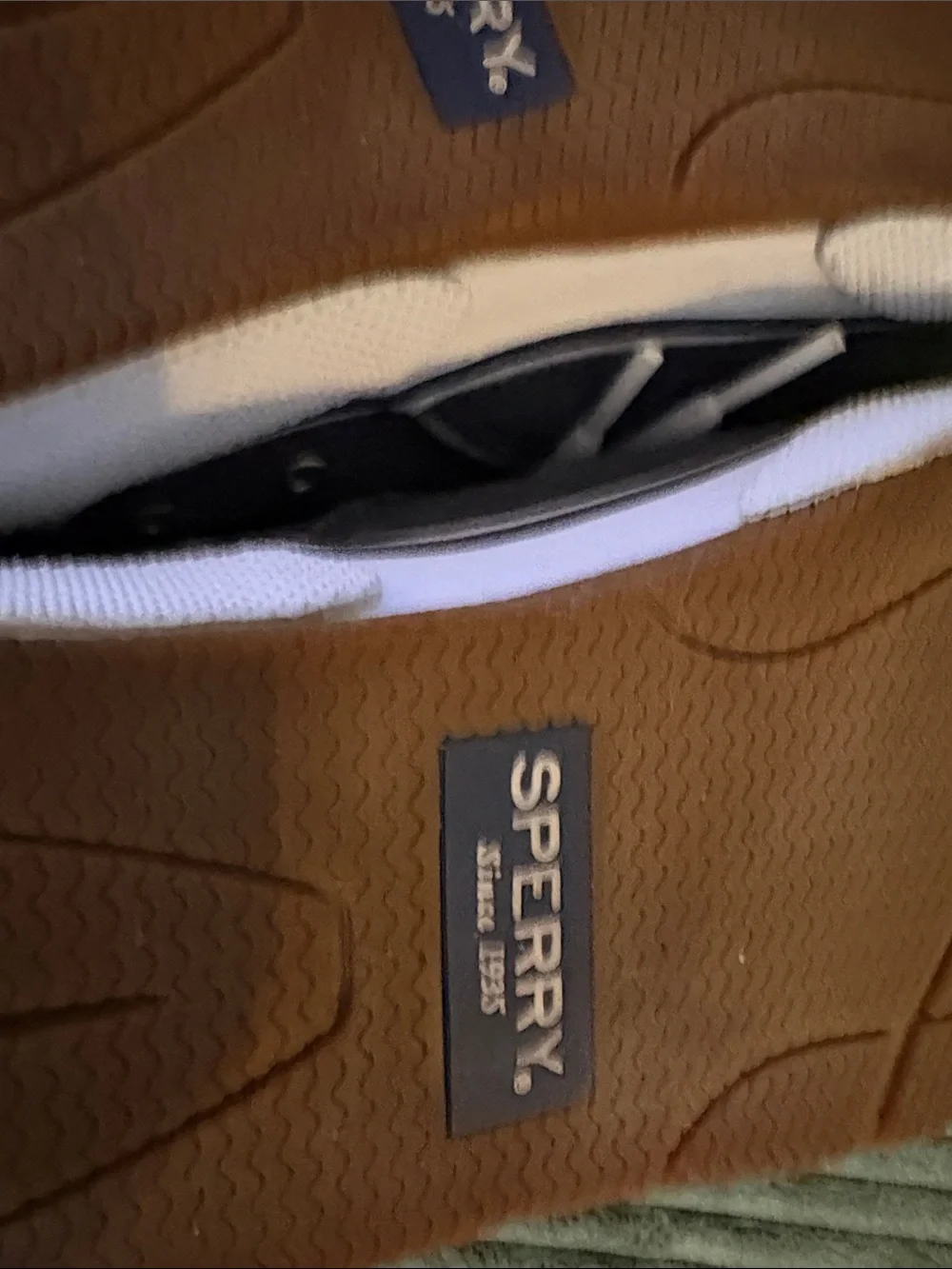 Sperry Men’s Navy Canvas Boat Shoes with White Laces